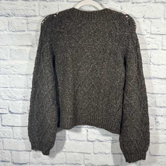 NWT Lucky Brand Button Front Brown Speckle Knit Sweater Sz Small - Picture 2 of 5